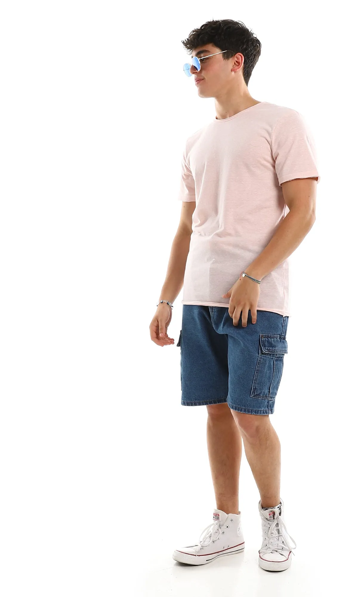 97919 Crew Neck Heather Rose Lightweight Tee