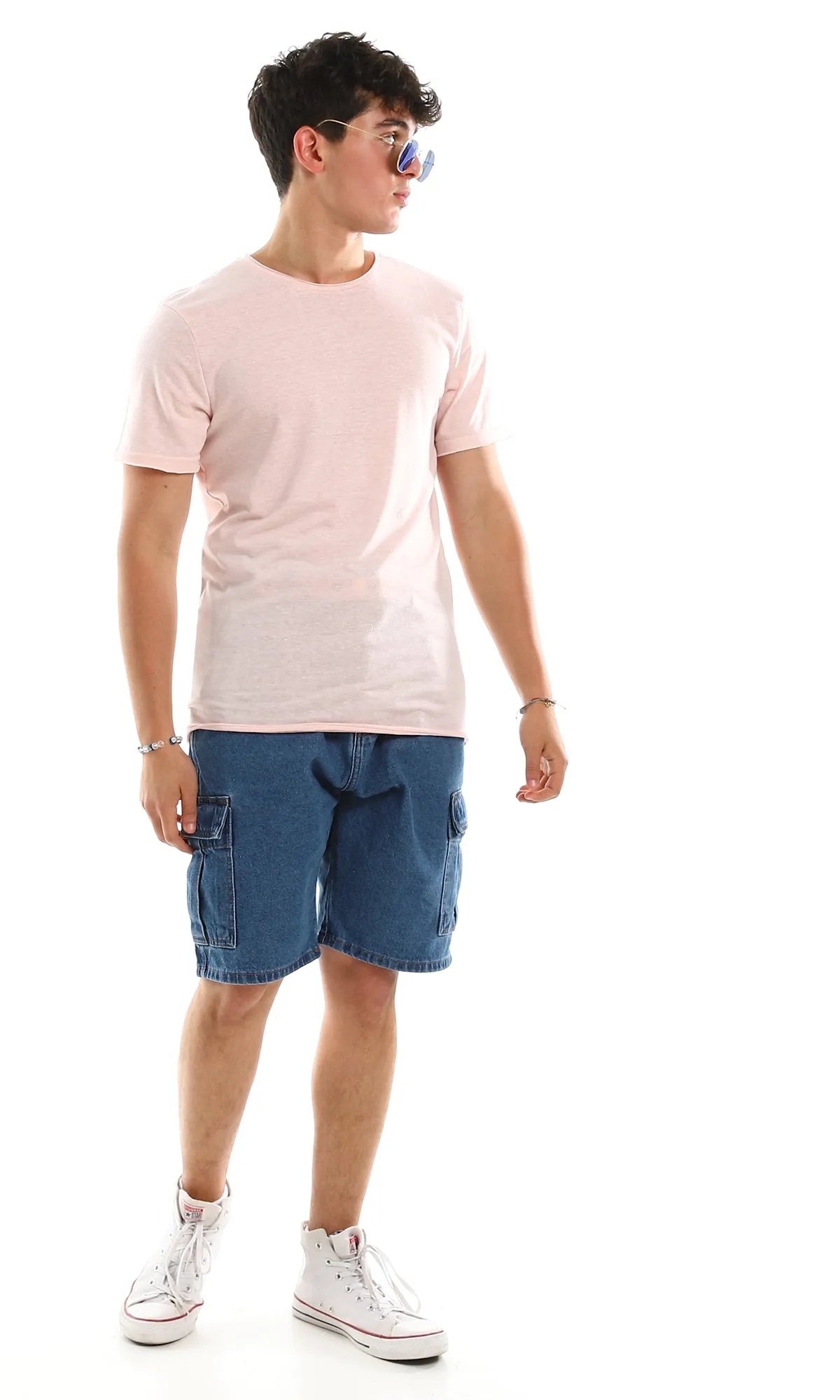 97919 Crew Neck Heather Rose Lightweight Tee
