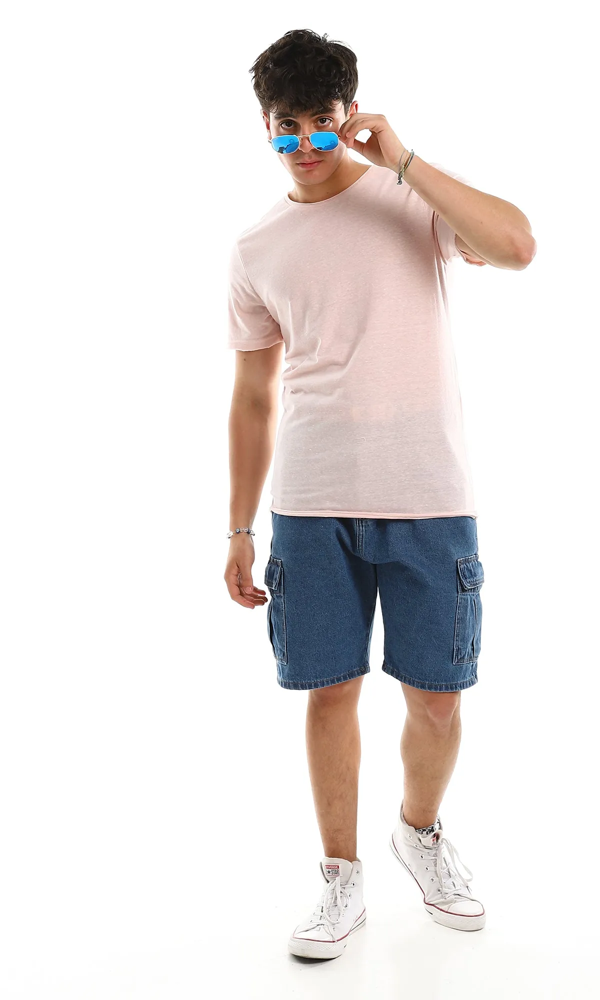 97919 Crew Neck Heather Rose Lightweight Tee