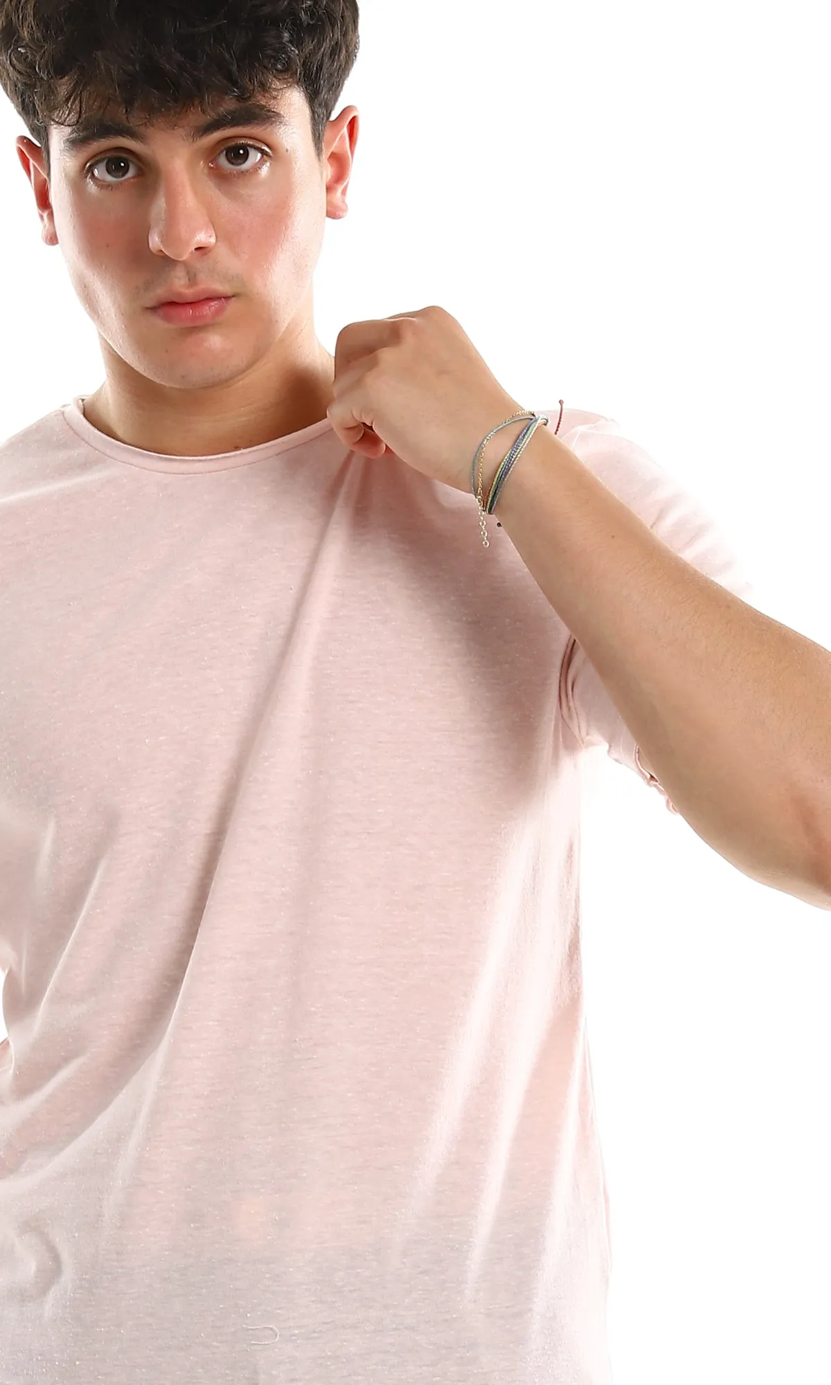 97919 Crew Neck Heather Rose Lightweight Tee
