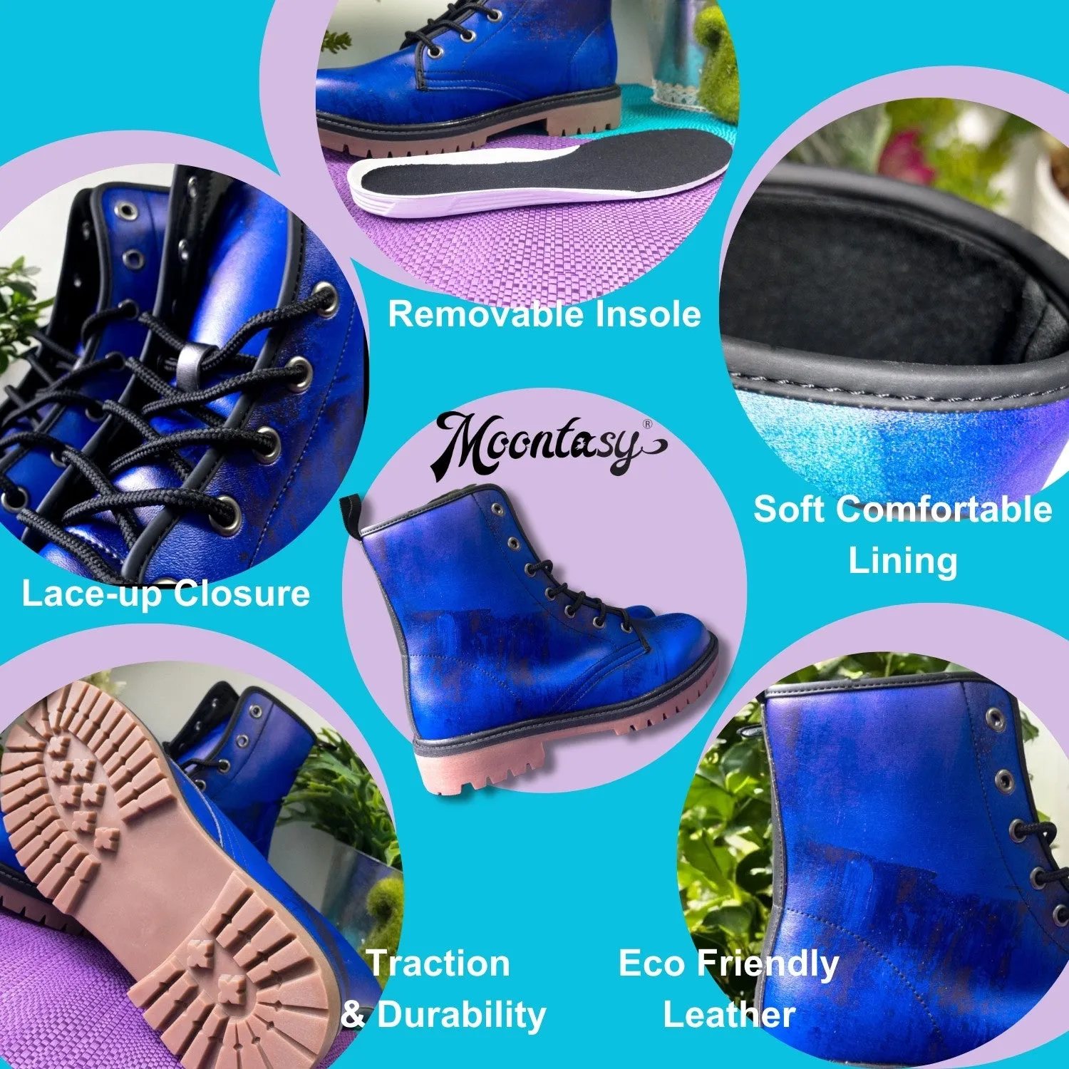 Abstract Art Combat Boots  | Vegan Leather, Custom Print