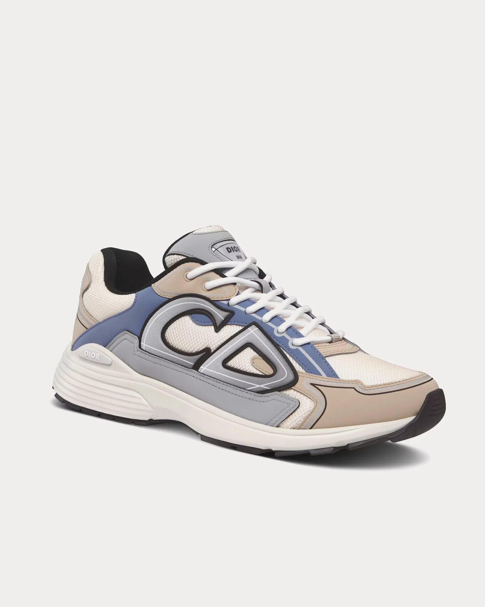 B30 Cream Mesh and Beige, Blue and Gray Technical Fabric Low Top Sneakers