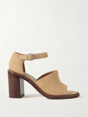Beige suede heels