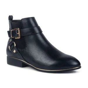 Black Golden Buckle Boot