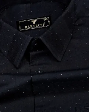 Black Weft Stripe With White Dotted Premium Dobby Cotton Shirt