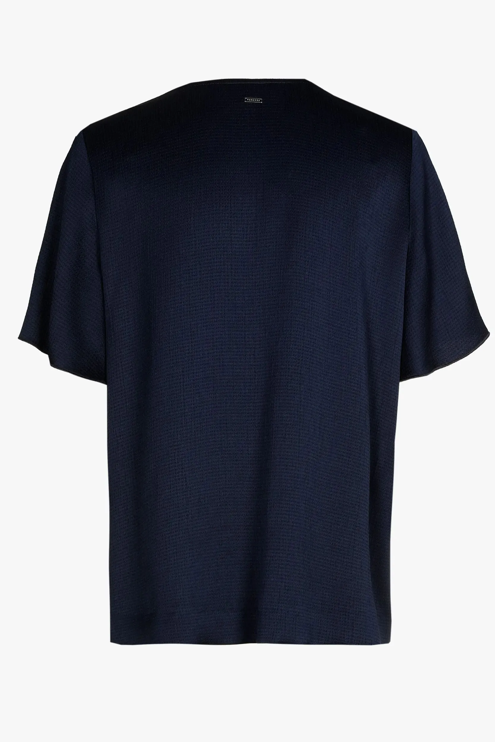 Blouse Van Krinkel Satijn Met V-Hals En Volantmouwen