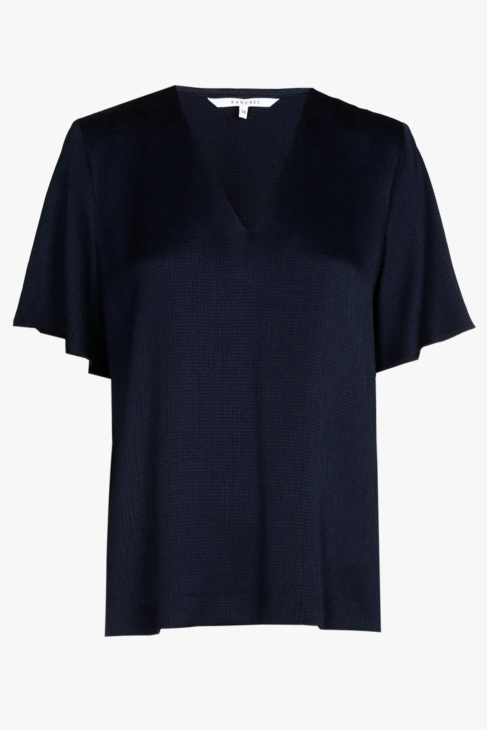 Blouse Van Krinkel Satijn Met V-Hals En Volantmouwen