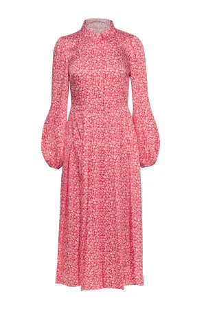 Boden - Red & White Floral Long Sleeve Midi Dress Sz 4