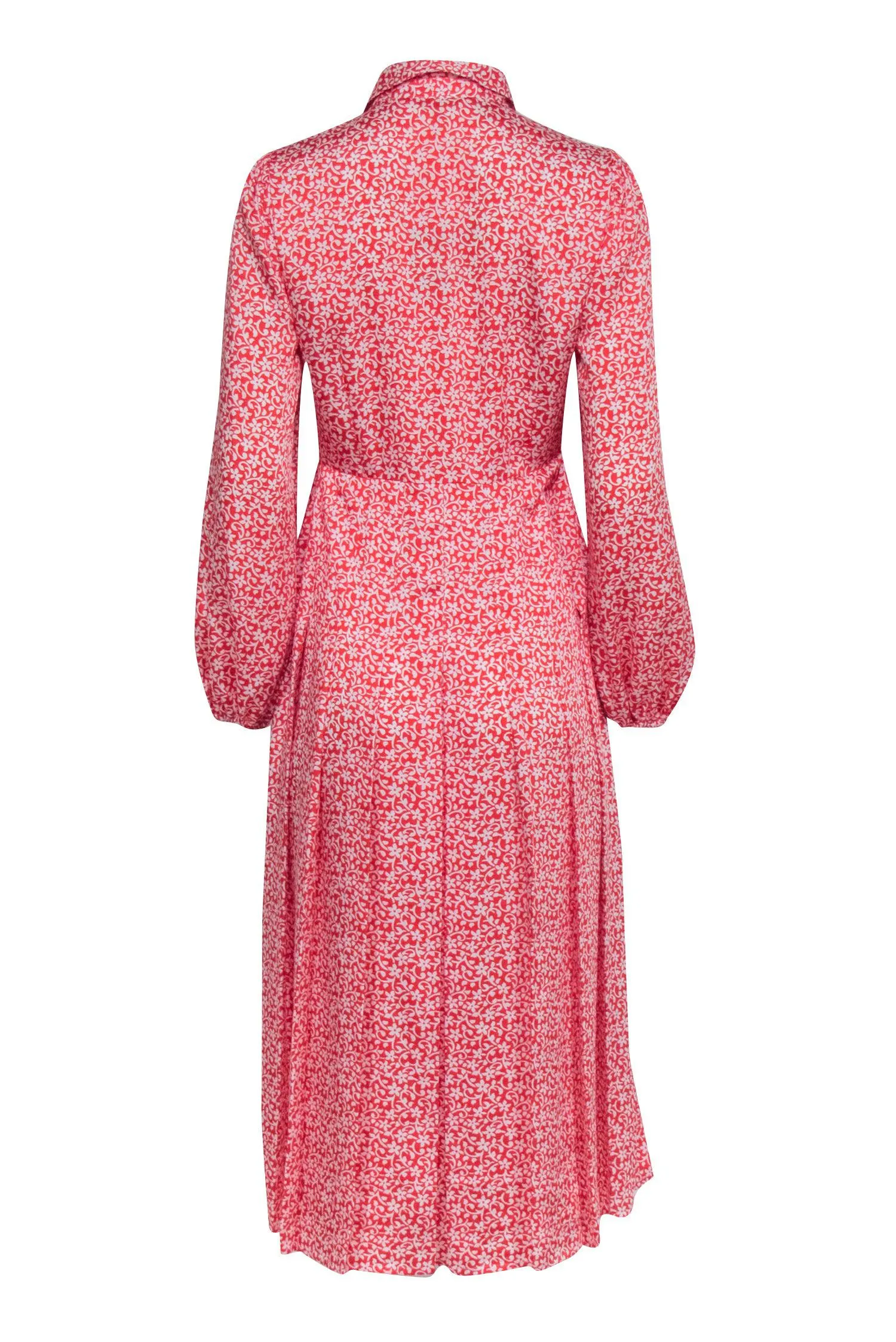 Boden - Red & White Floral Long Sleeve Midi Dress Sz 4