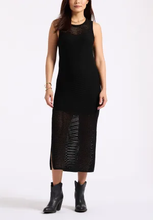 Bronwen Women's Sleeveless Open-Knit Midi Dress, Black - SD0009P