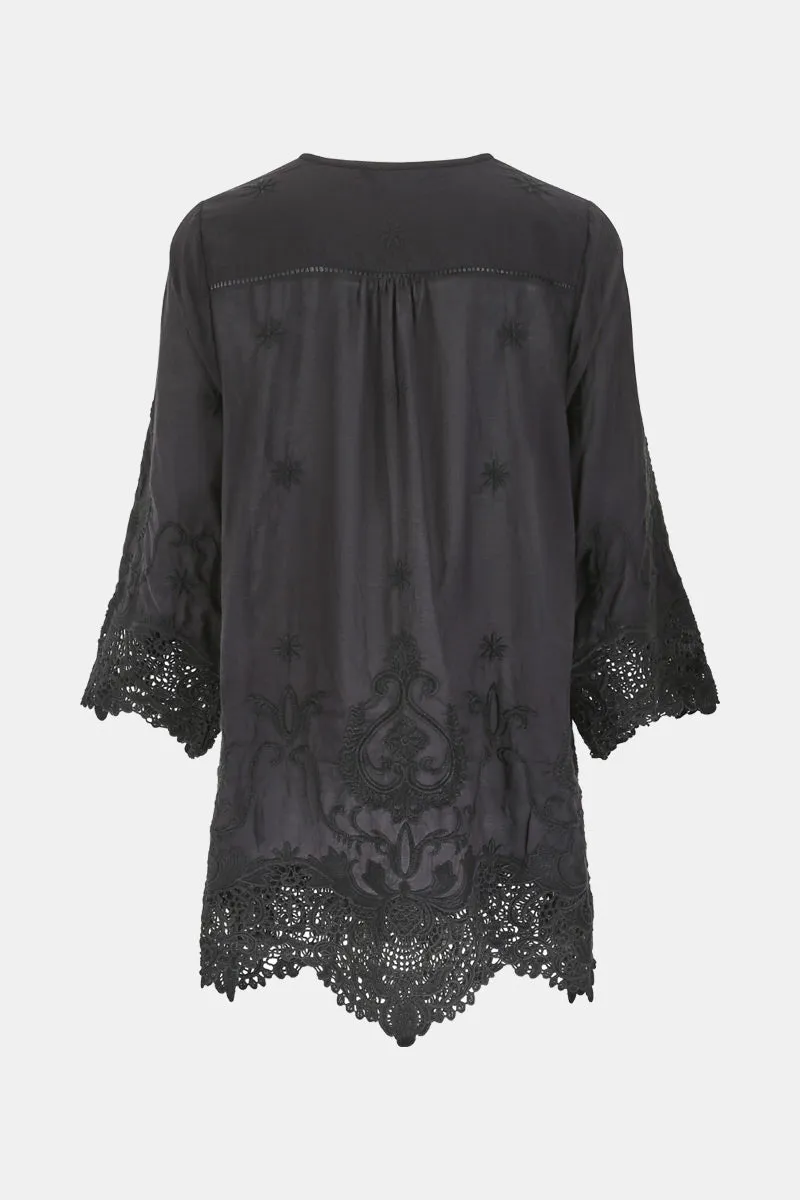 Callie Black Embroidered Tunic