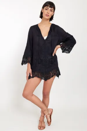 Callie Black Embroidered Tunic