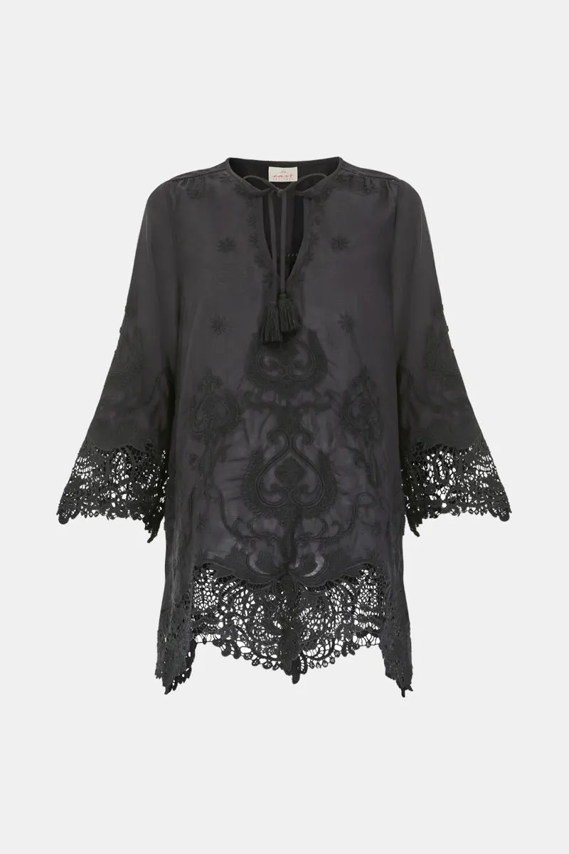 Callie Black Embroidered Tunic