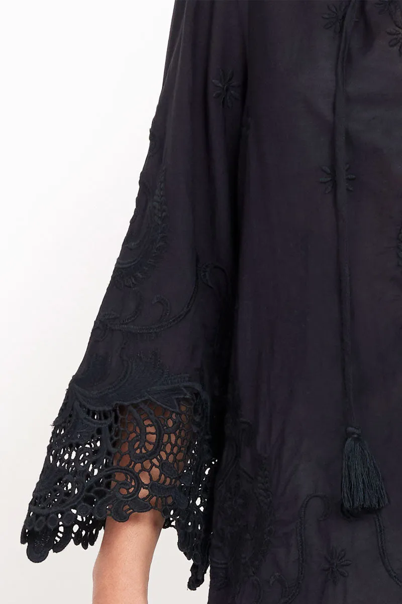 Callie Black Embroidered Tunic