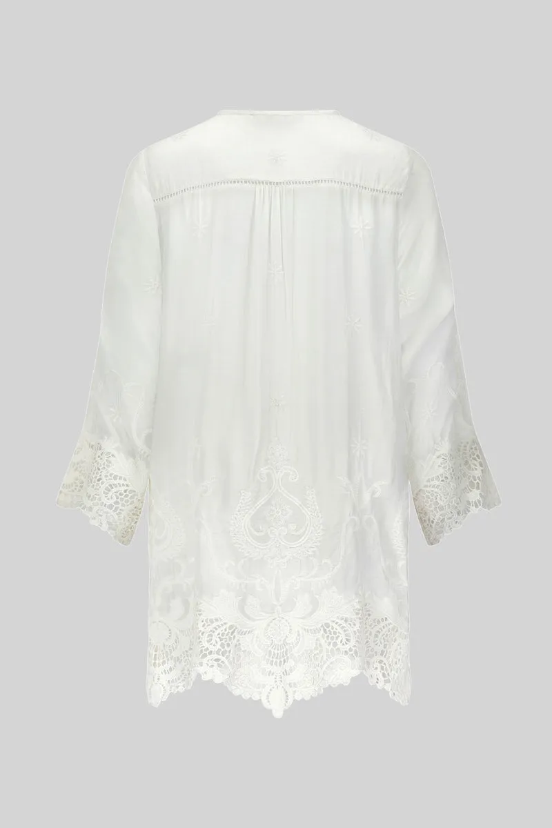 Callie White Embroidered Tunic