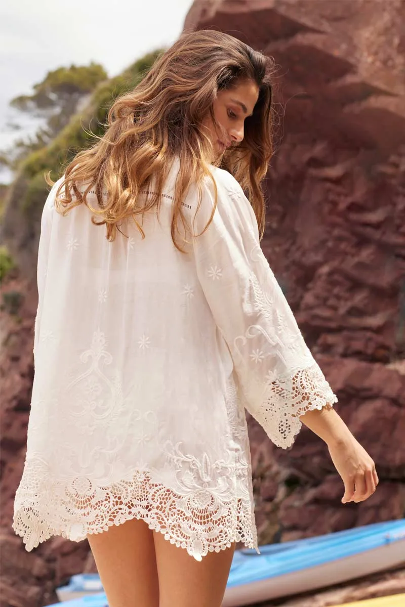 Callie White Embroidered Tunic