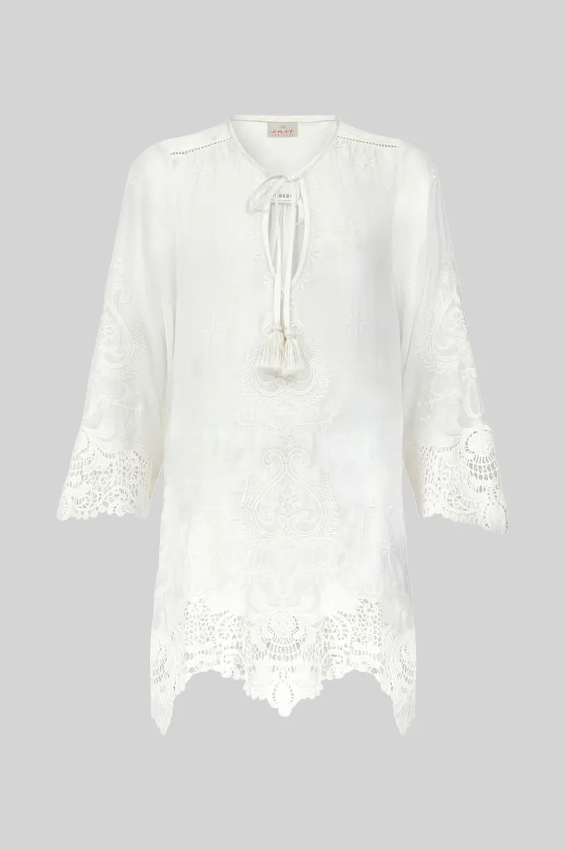 Callie White Embroidered Tunic