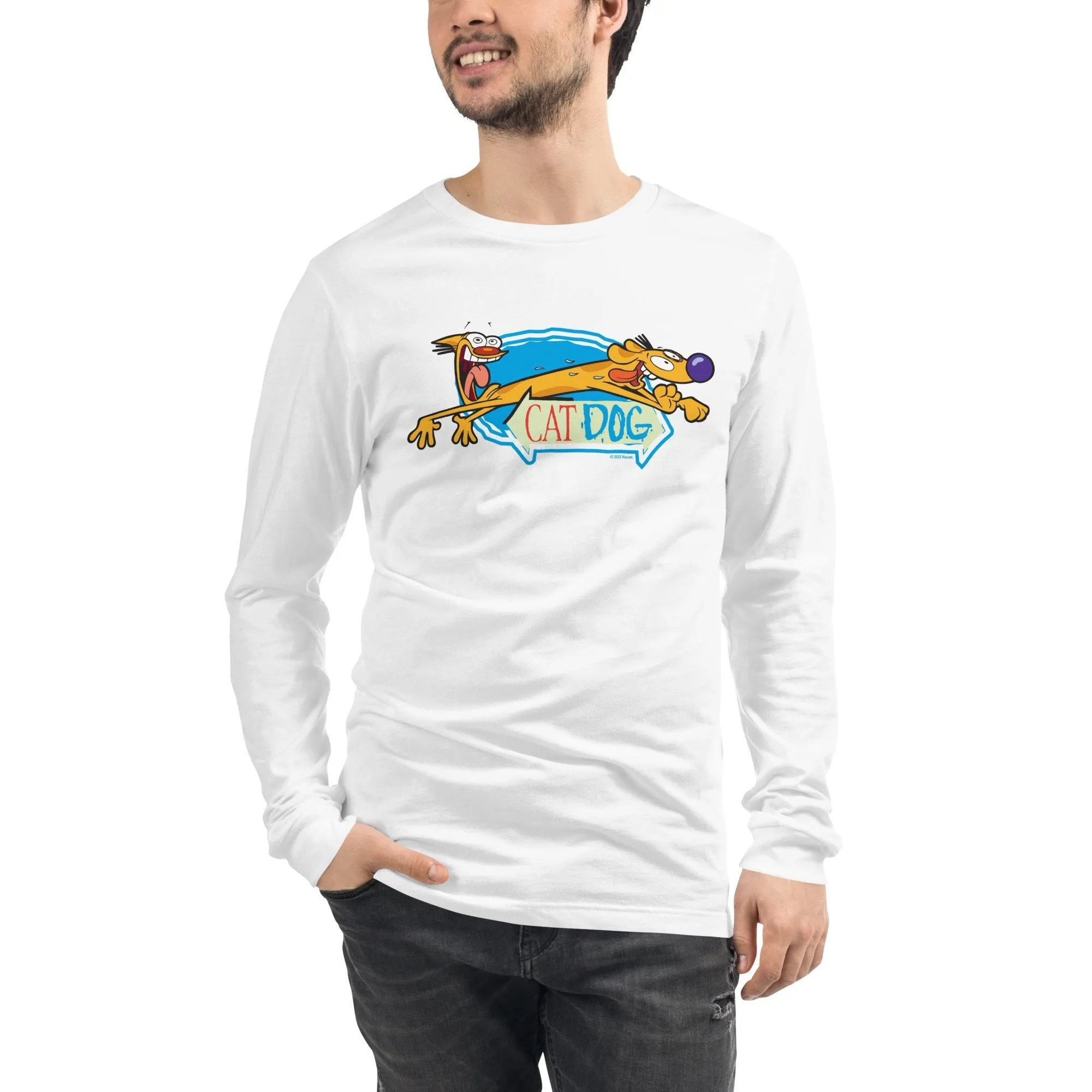 CatDog Crazy Eyes Adult Long Sleeve Shirt