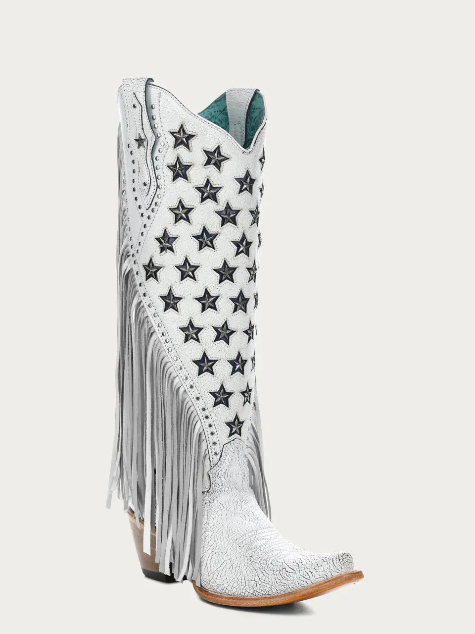 Corral Women's Patriotic White Fringe Western Boot