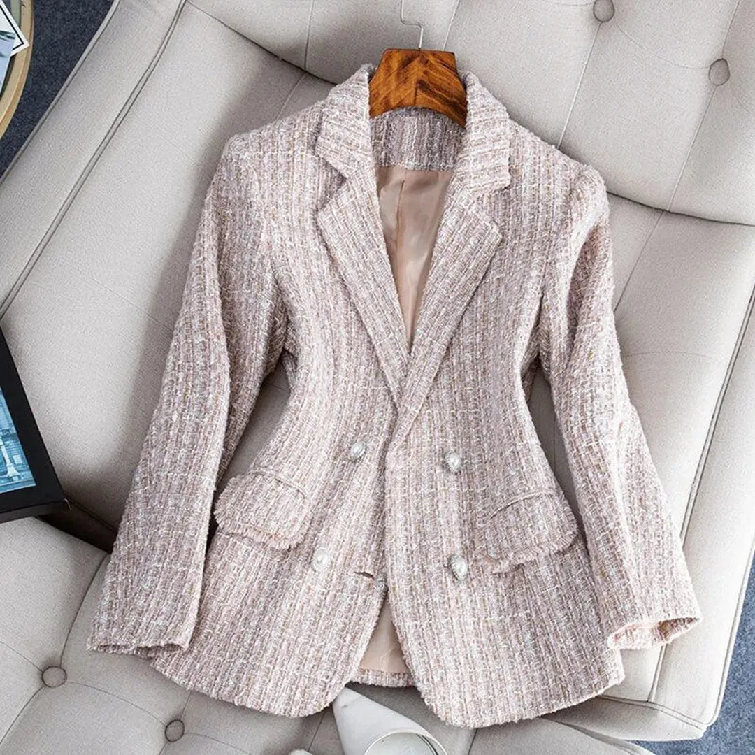 Damesblazer - Geruit en Getailleerd - Blauw, Zwart, Roze