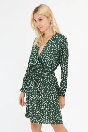 Danielle Green and Gold Print Dress