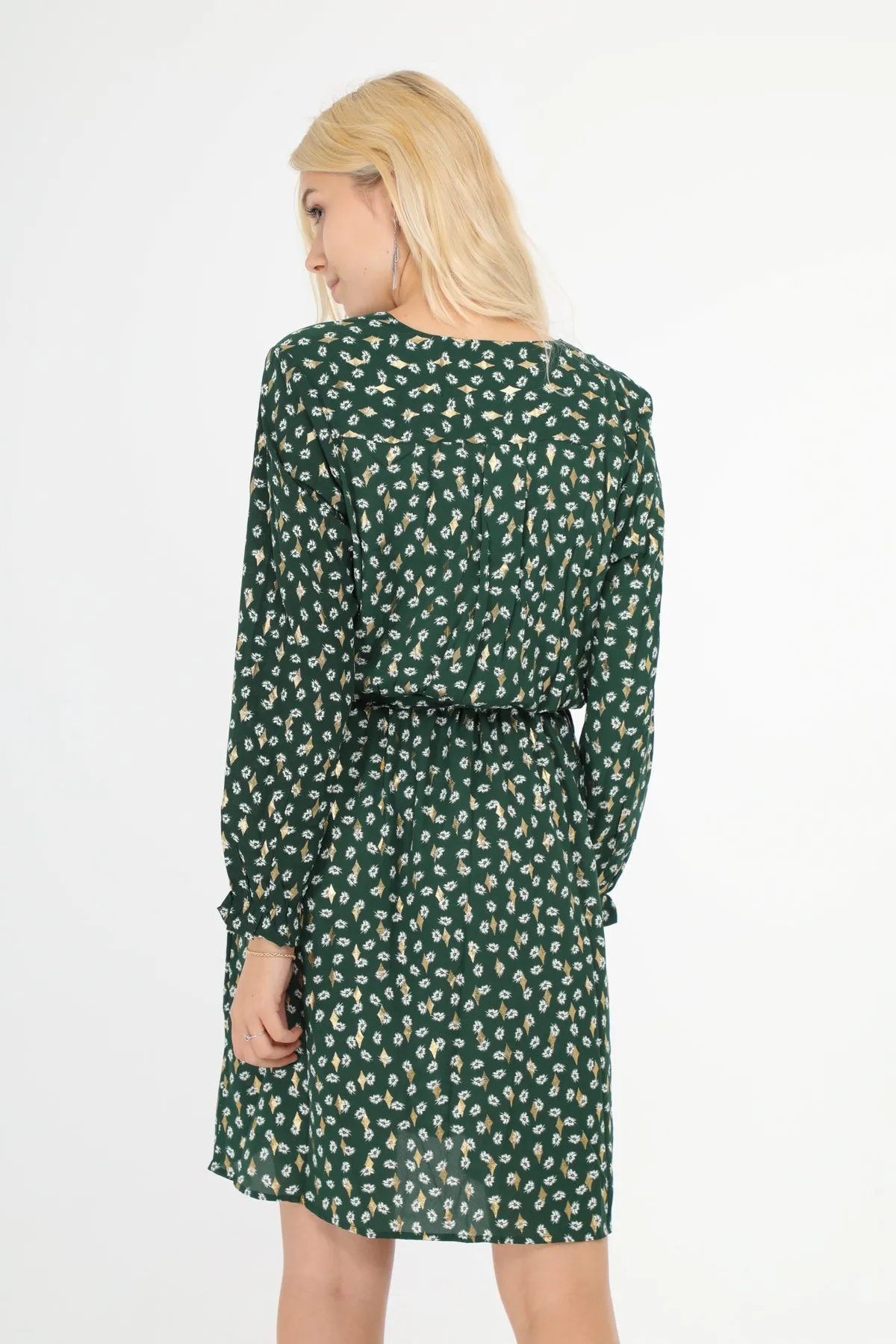 Danielle Green and Gold Print Dress