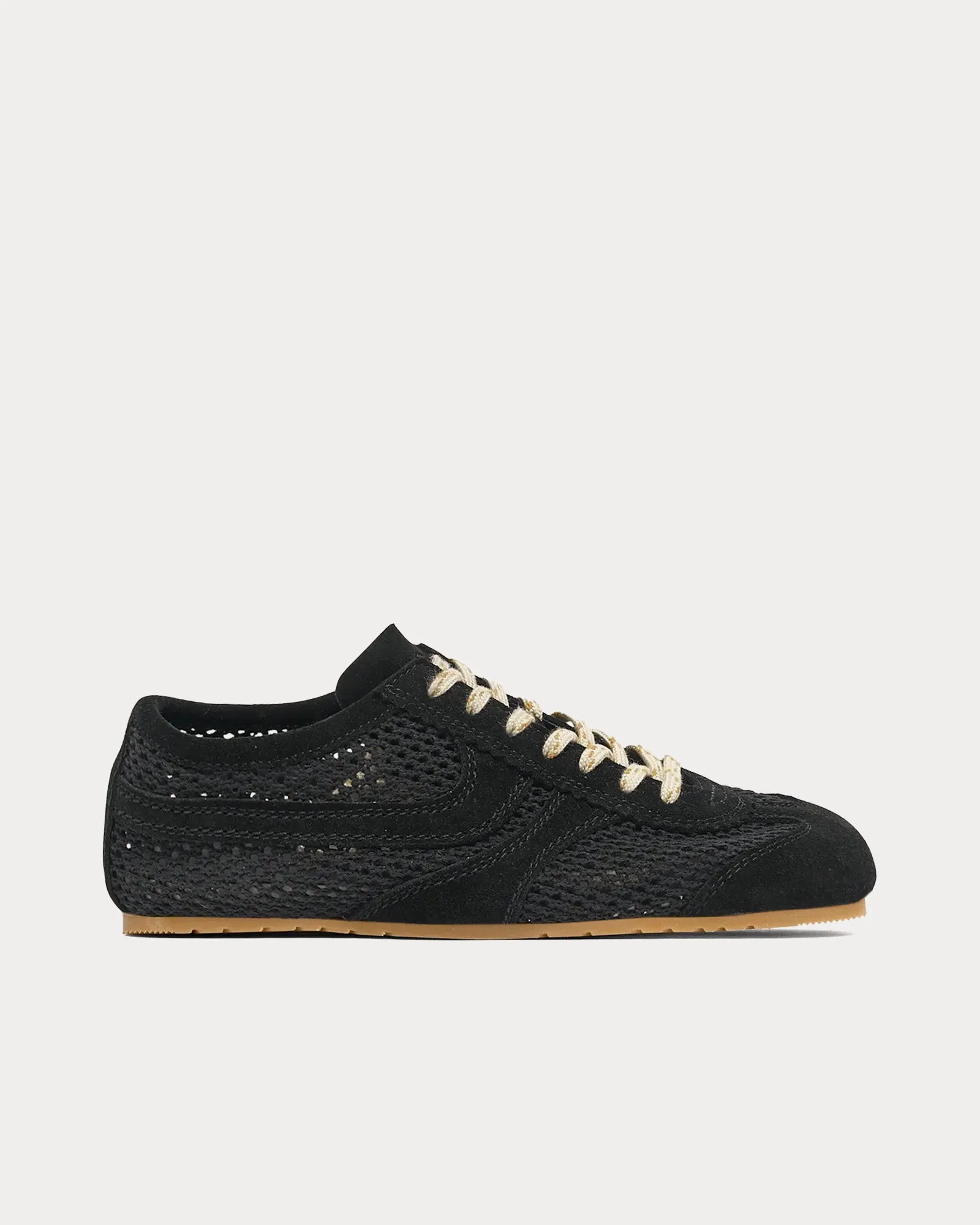 Dustin Mesh Leather Black Low Top Sneakers