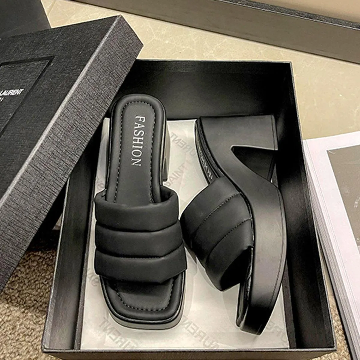 Elevated Ease Open Toe Block Heel Sandals