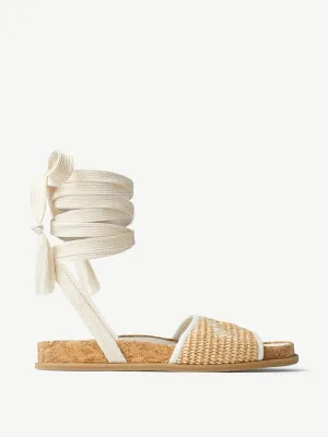 Embroidered raffia sandals