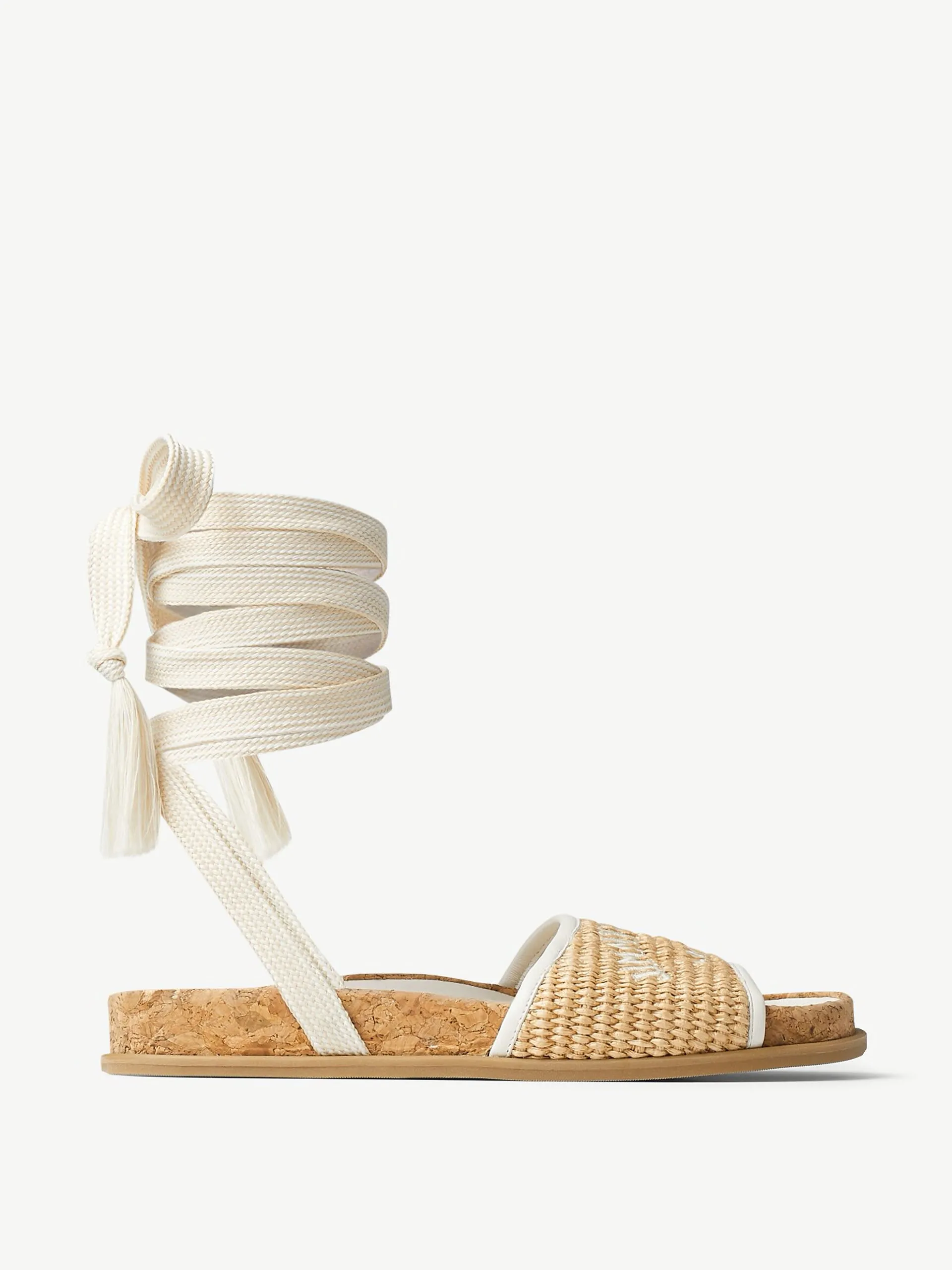 Embroidered raffia sandals