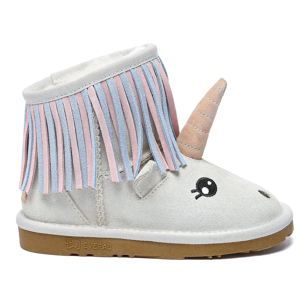EVERAU Kid Sheepskin Boots Unicorn Kids Plus #EA3116K