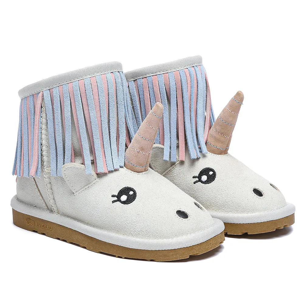EVERAU Kid Sheepskin Boots Unicorn Kids Plus #EA3116K