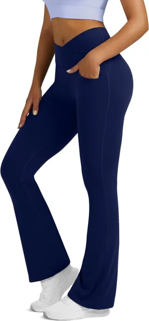 Flare Leggings for Women Yoga Pants with Pockets High Waisted Crossover Flare Leggings Bootcut Casual Yoga Pants Flare Leggings for Women Yoga Pants with Pockets High Waisted Crossover Flare Leggings Bootcut Casual Yoga Pants