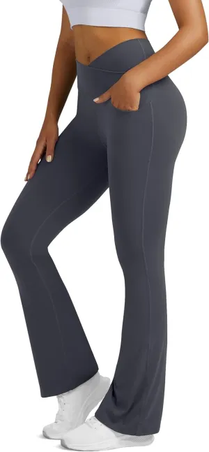 Flare Leggings for Women Yoga Pants with Pockets High Waisted Crossover Flare Leggings Bootcut Casual Yoga Pants Flare Leggings for Women Yoga Pants with Pockets High Waisted Crossover Flare Leggings Bootcut Casual Yoga Pants