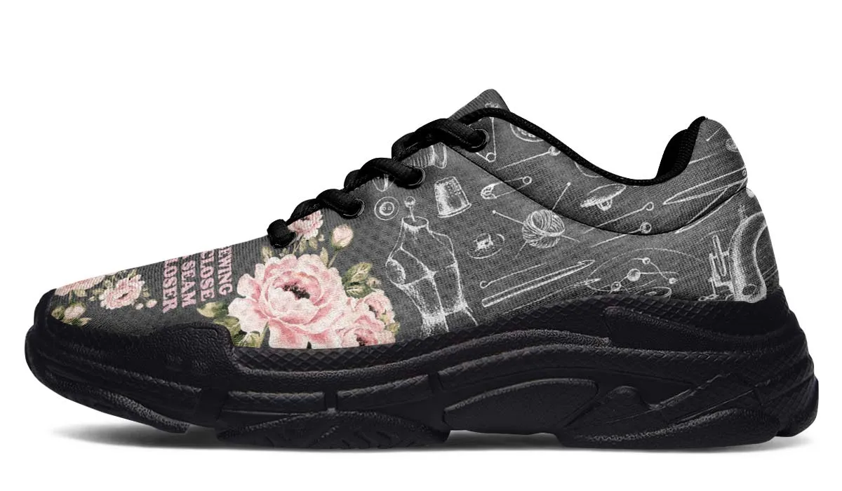 Floral Sewing Chunky Sneakers