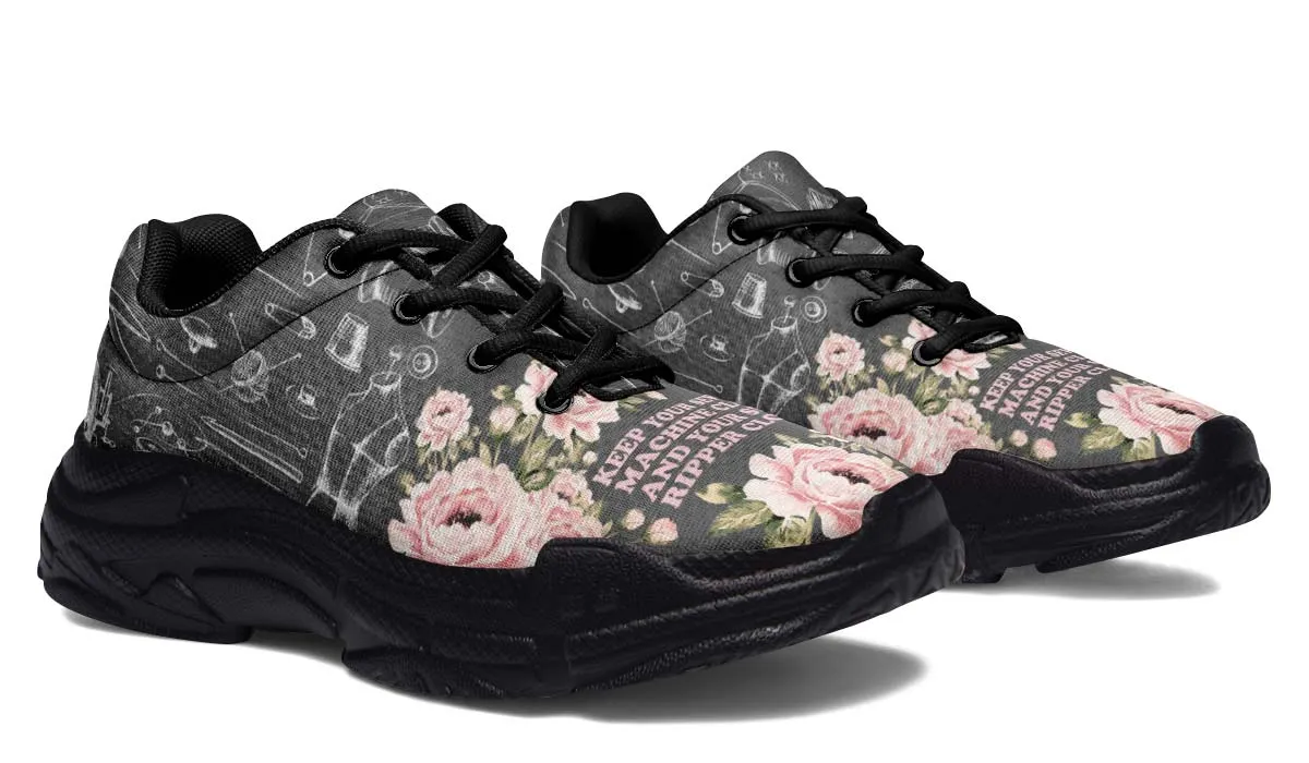 Floral Sewing Chunky Sneakers