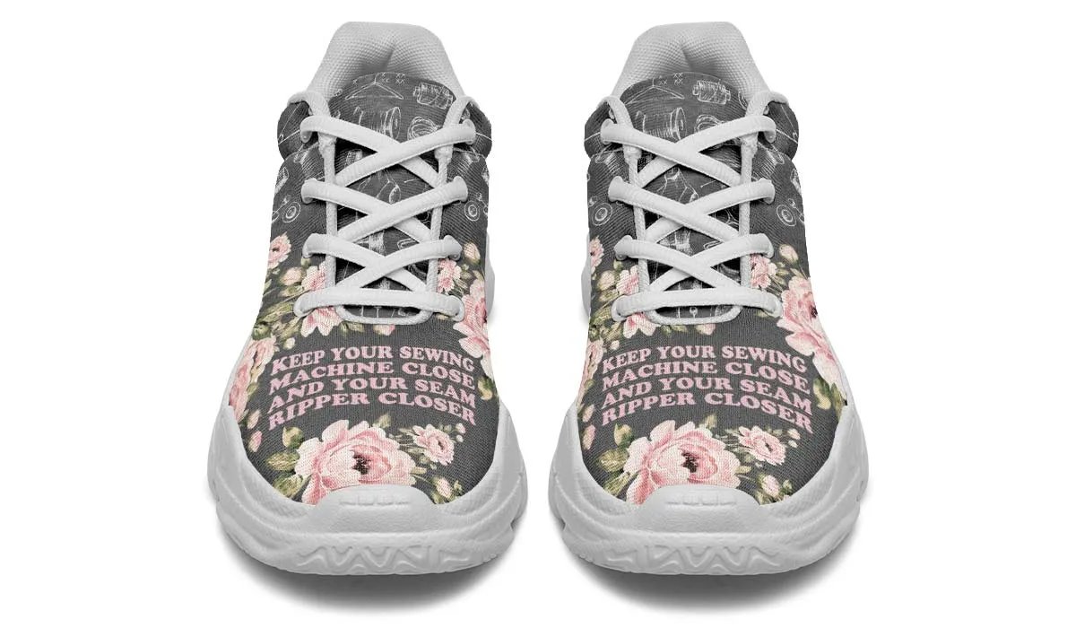 Floral Sewing Chunky Sneakers