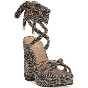 INC Womens Cambri Braided Ankle Tie Platform Sandals