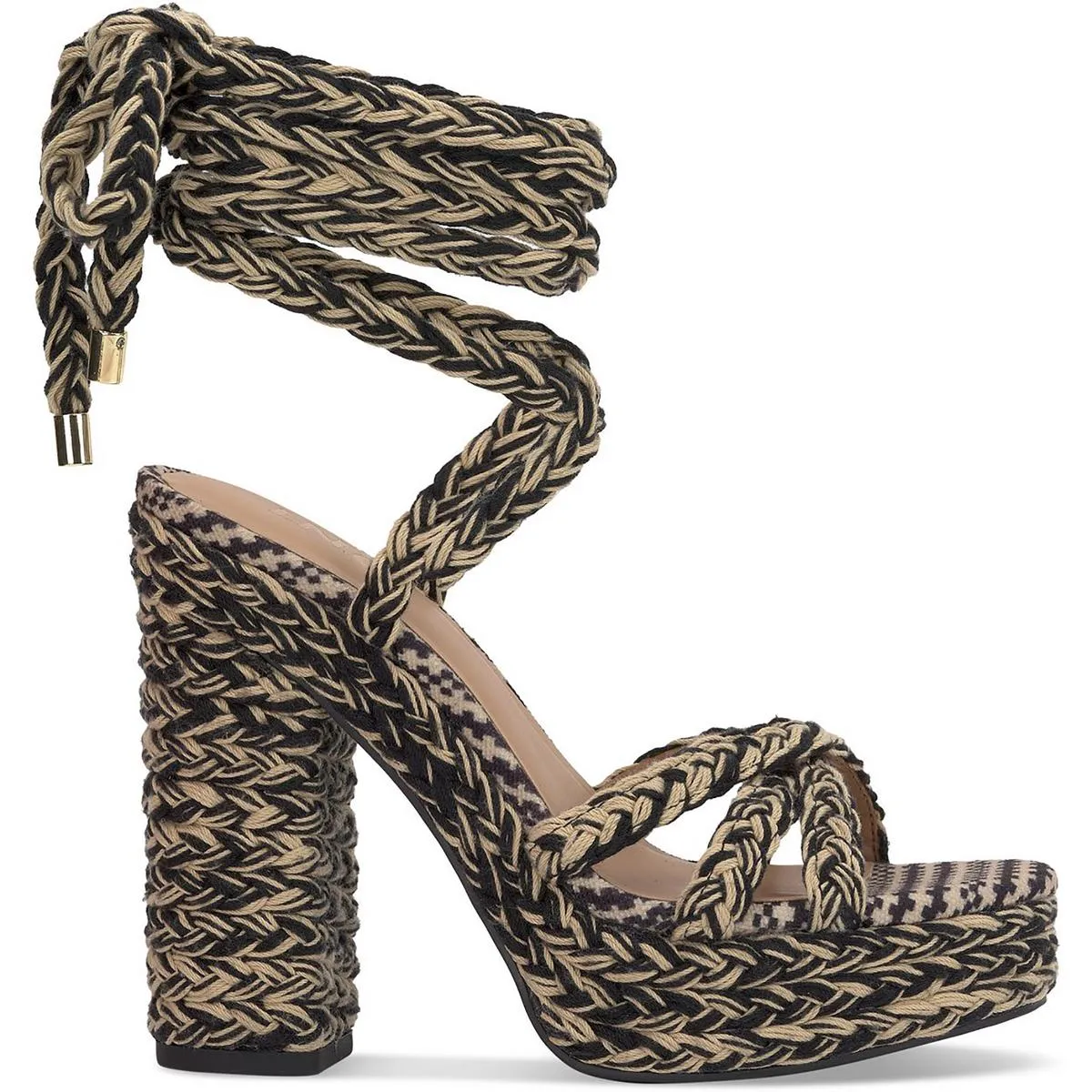 INC Womens Cambri Braided Ankle Tie Platform Sandals