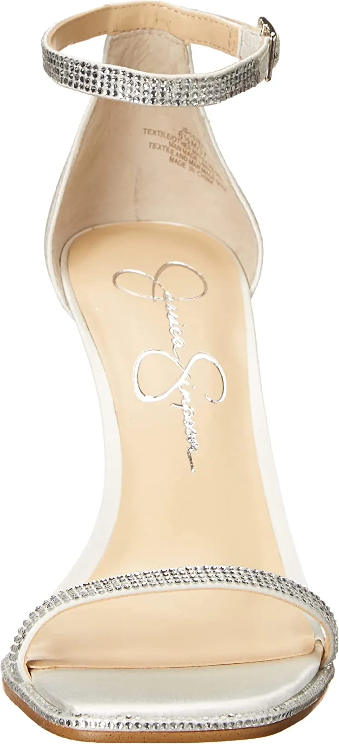 Jessica Simpson Ostey White Ankle Strap Stiletto Heel Squared Toe Heeled Sandals