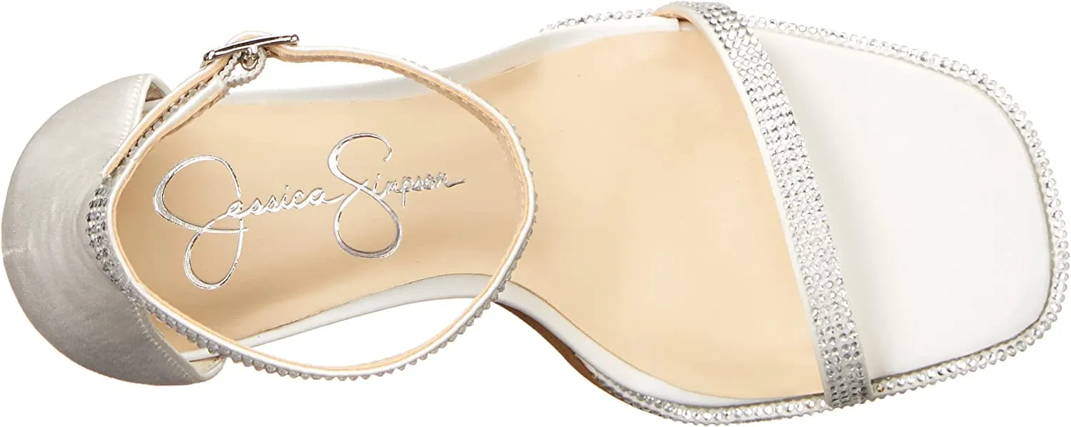 Jessica Simpson Ostey White Ankle Strap Stiletto Heel Squared Toe Heeled Sandals