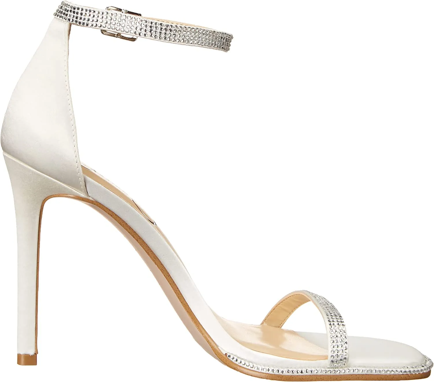 Jessica Simpson Ostey White Ankle Strap Stiletto Heel Squared Toe Heeled Sandals