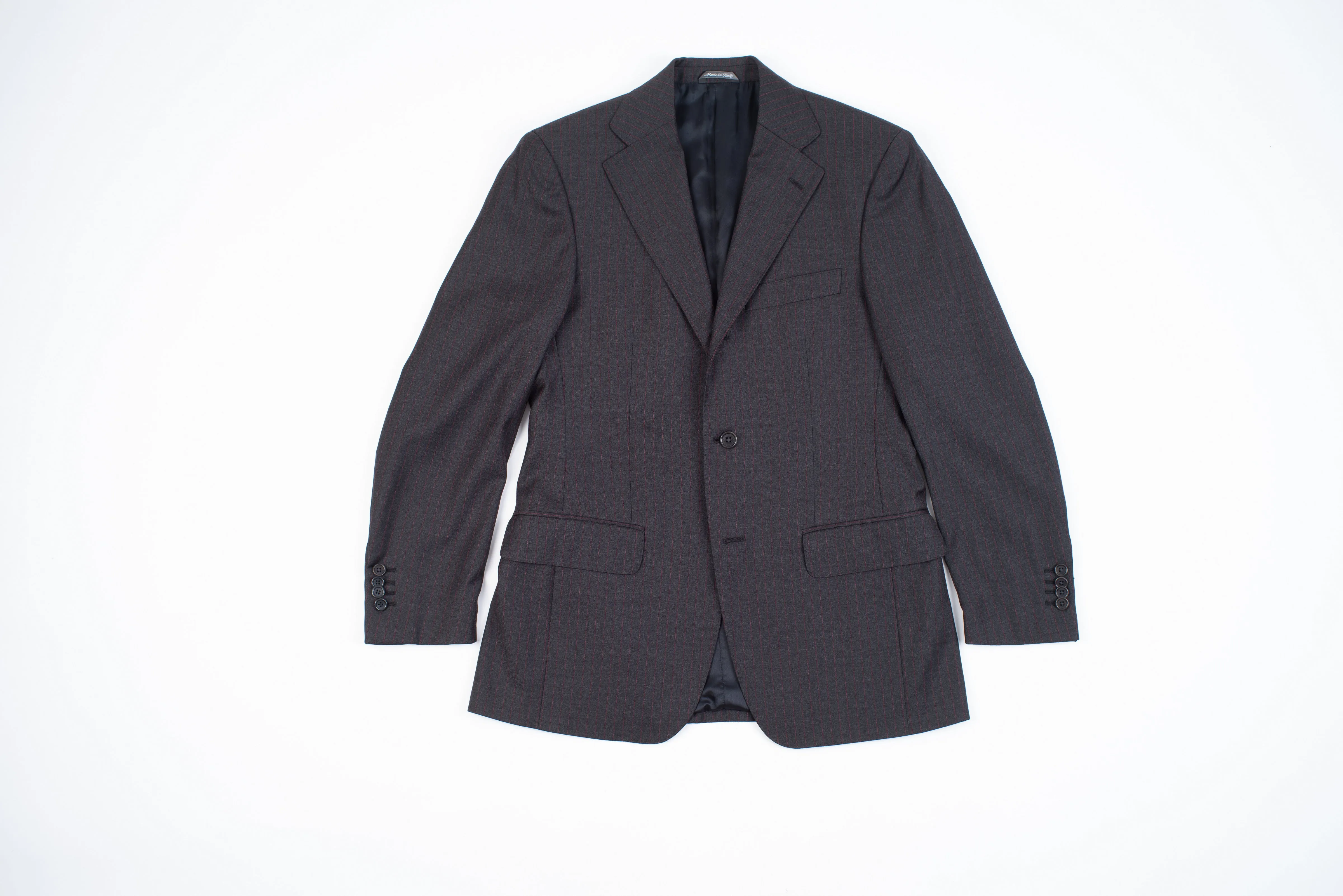 Lardini Super 130's Wool Dark Grey Striped 2 Pieces Suit, US 36R, EU 46R