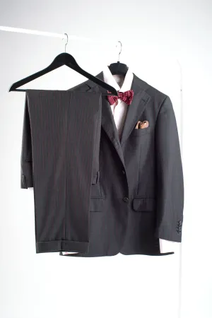 Lardini Super 130's Wool Dark Grey Striped 2 Pieces Suit, US 36R, EU 46R