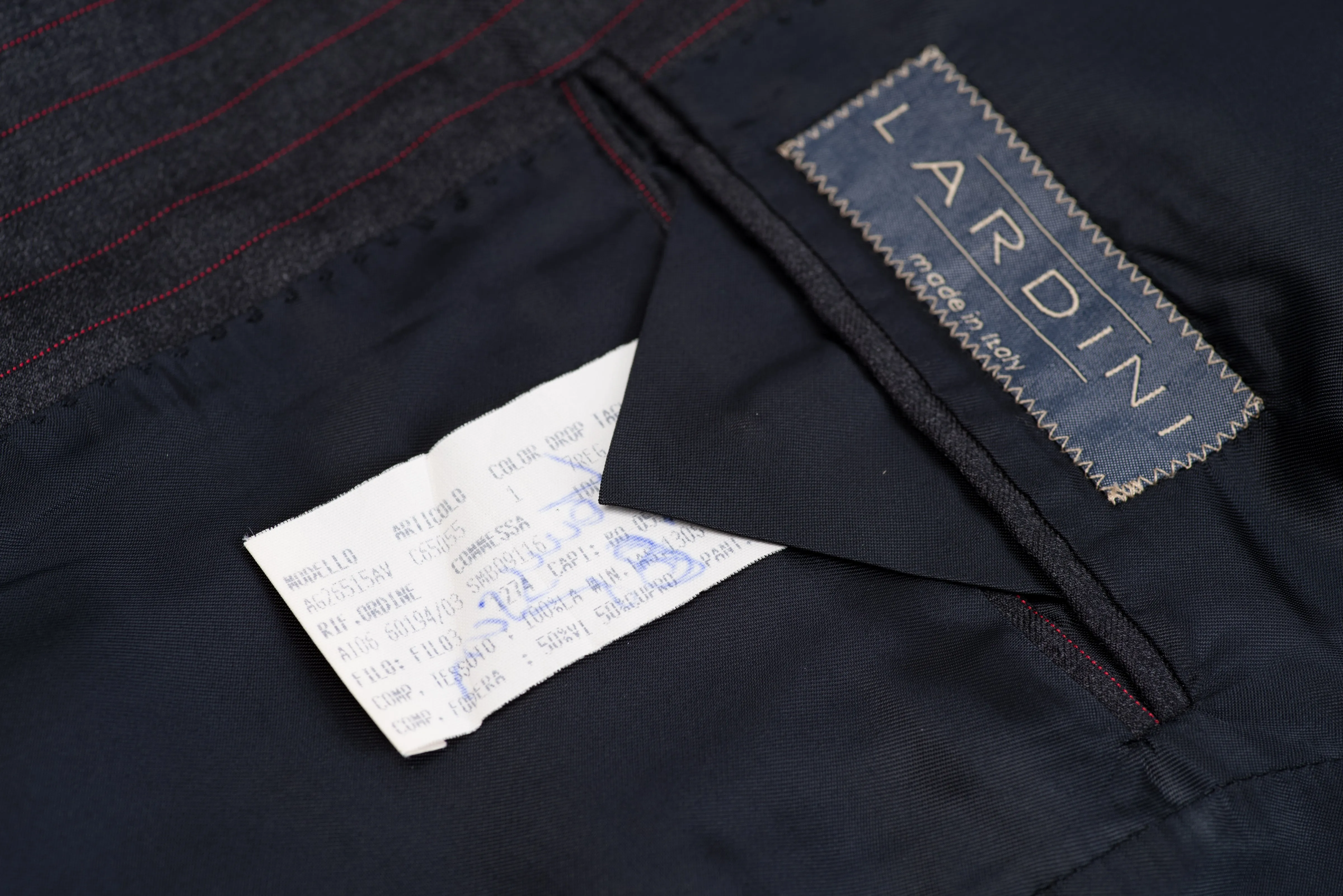 Lardini Super 130's Wool Dark Grey Striped 2 Pieces Suit, US 36R, EU 46R