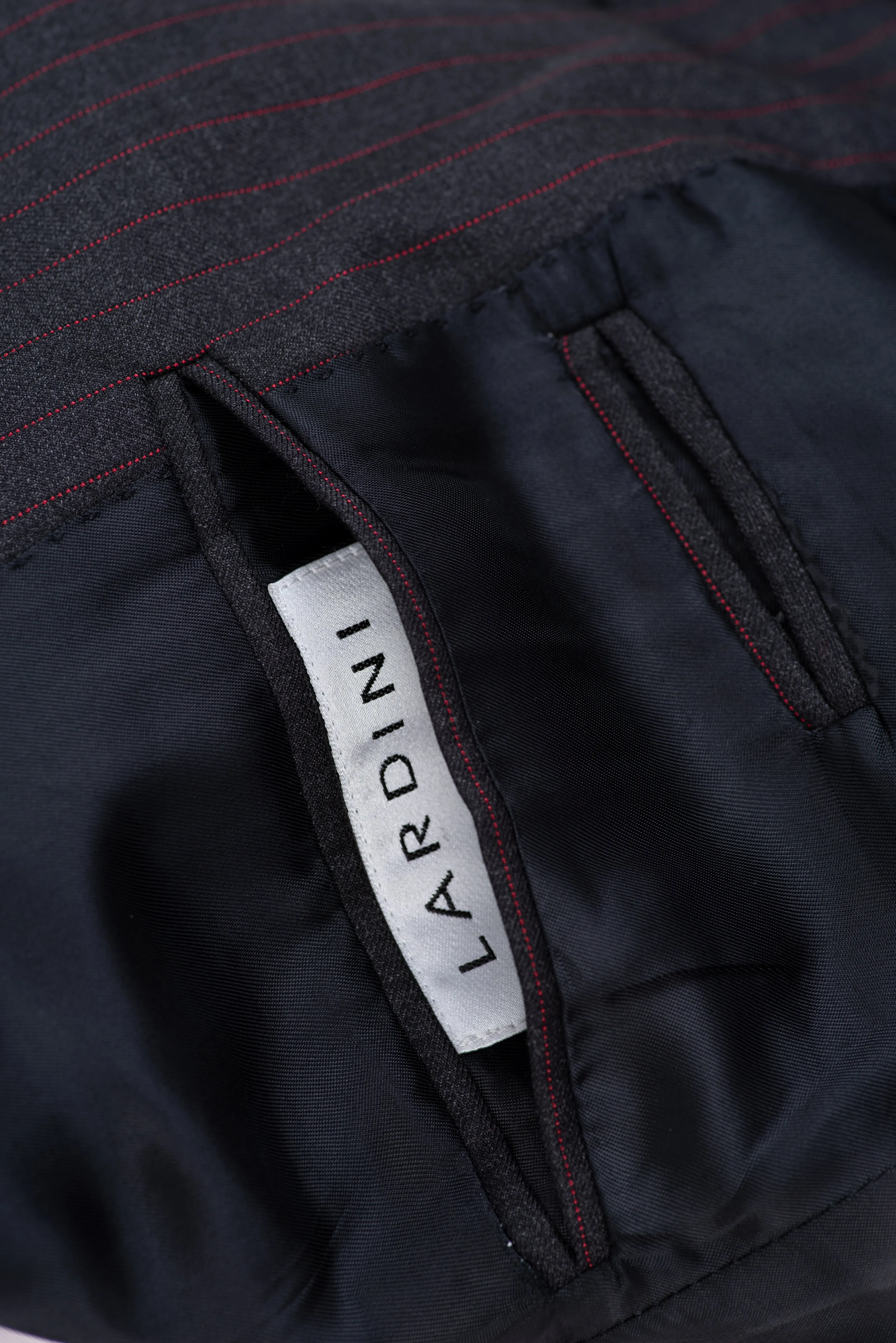Lardini Super 130's Wool Dark Grey Striped 2 Pieces Suit, US 36R, EU 46R