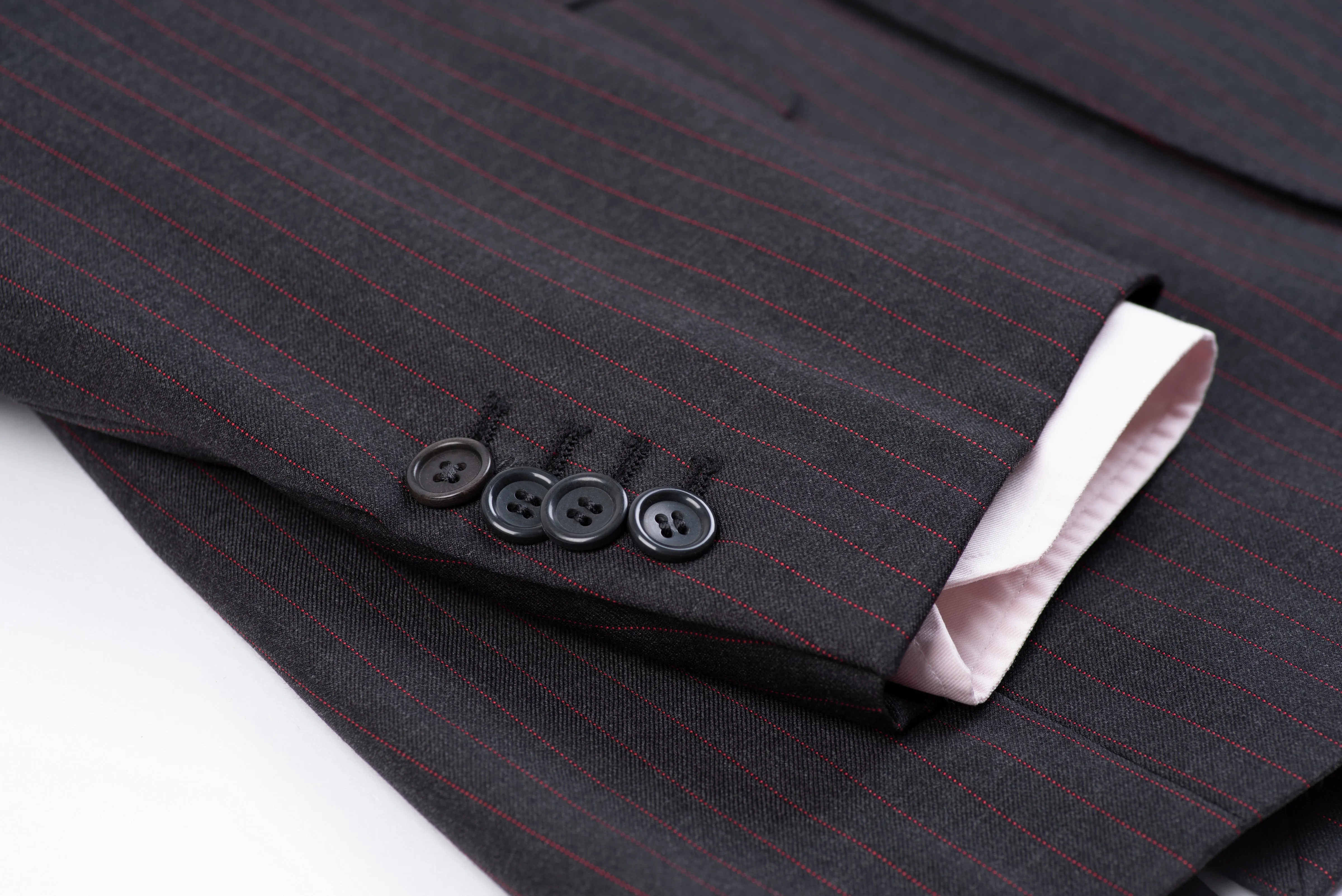 Lardini Super 130's Wool Dark Grey Striped 2 Pieces Suit, US 36R, EU 46R