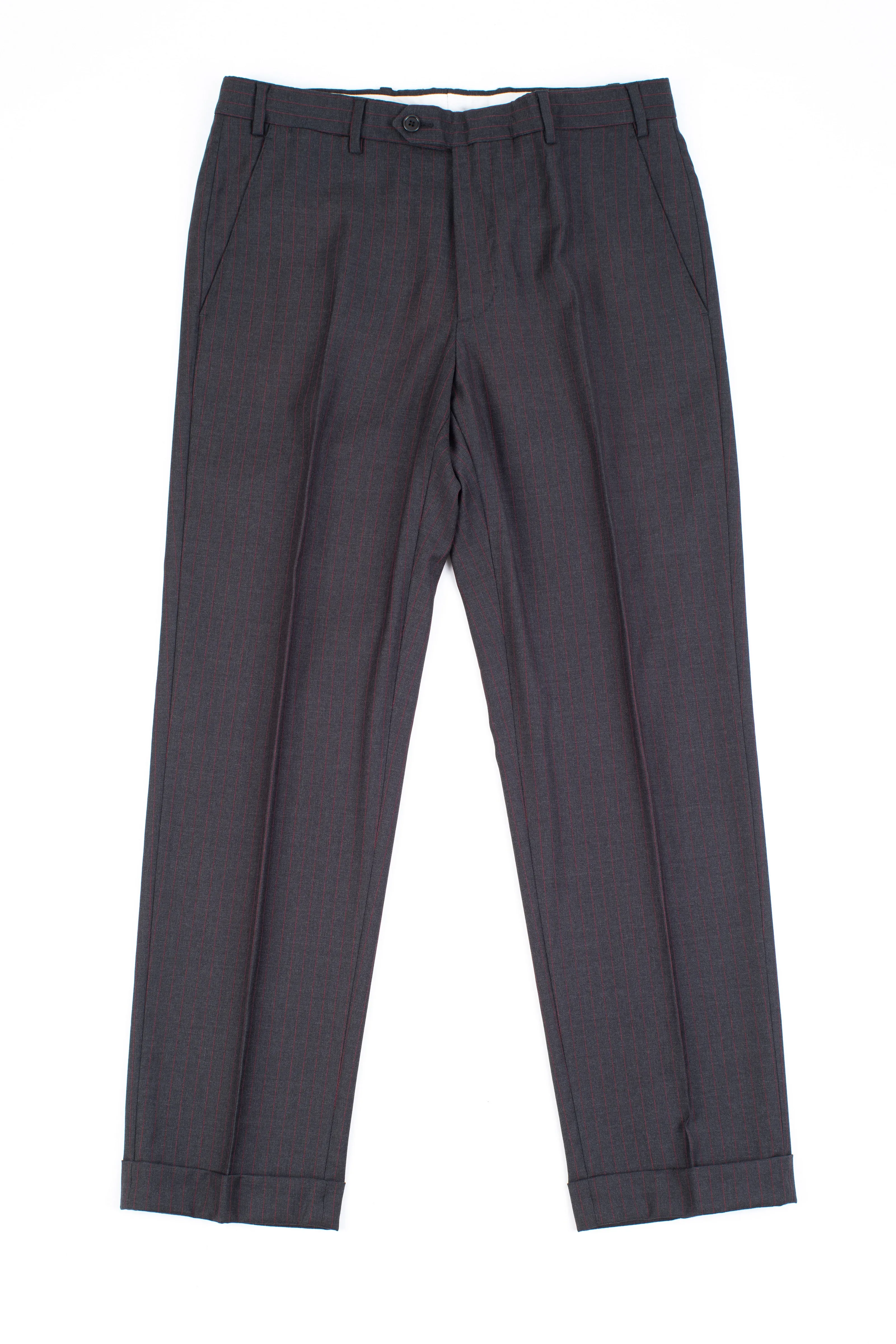 Lardini Super 130's Wool Dark Grey Striped 2 Pieces Suit, US 36R, EU 46R