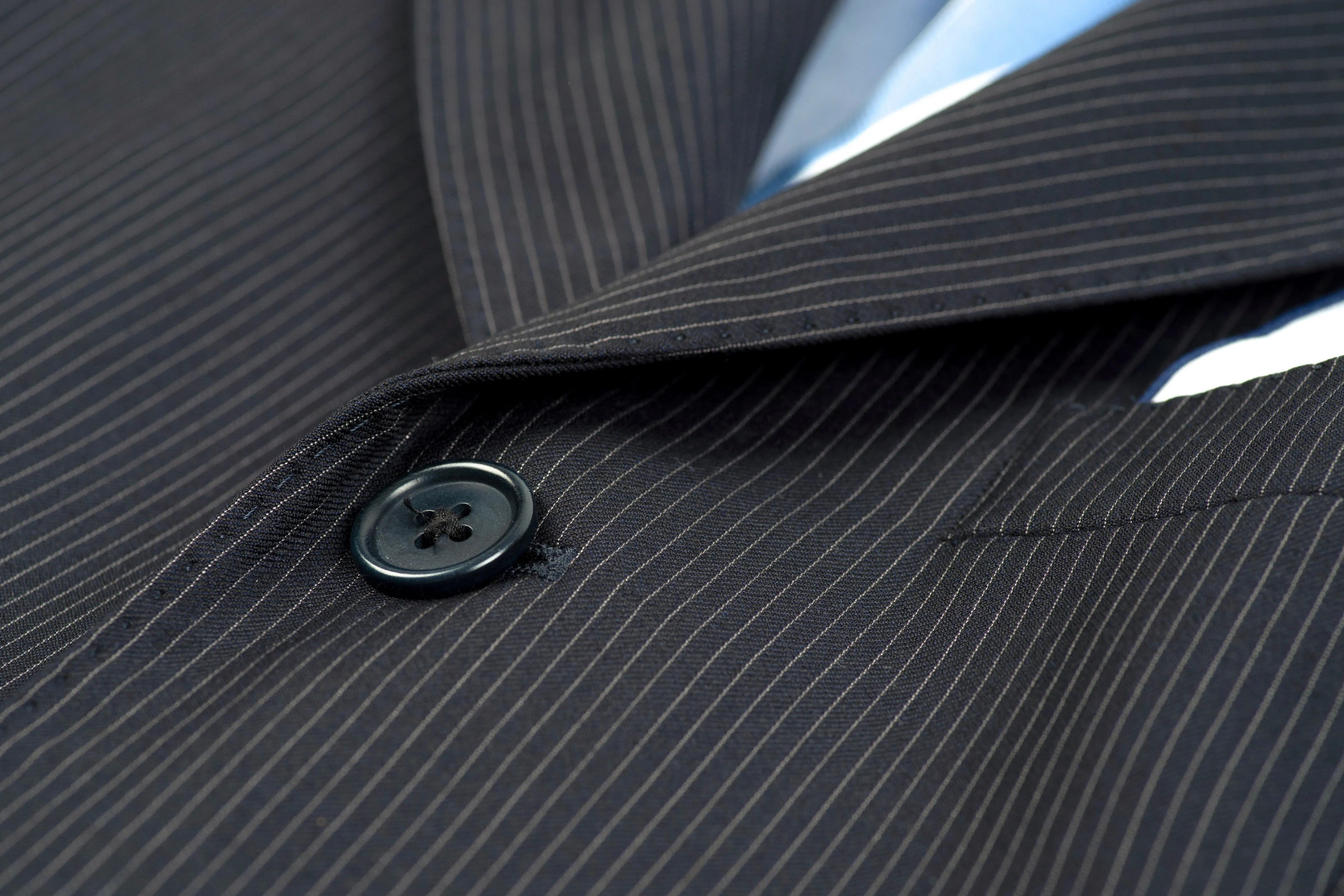 Lardini Super 130's Wool Navy Blue Striped 2 Pieces Suit, US 36R, EU 46R