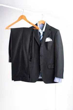 Lardini Super 130's Wool Navy Blue Striped 2 Pieces Suit, US 36R, EU 46R